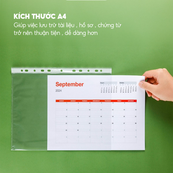 Bìa lỗ không viền A4 Flexoffice FO-CS02