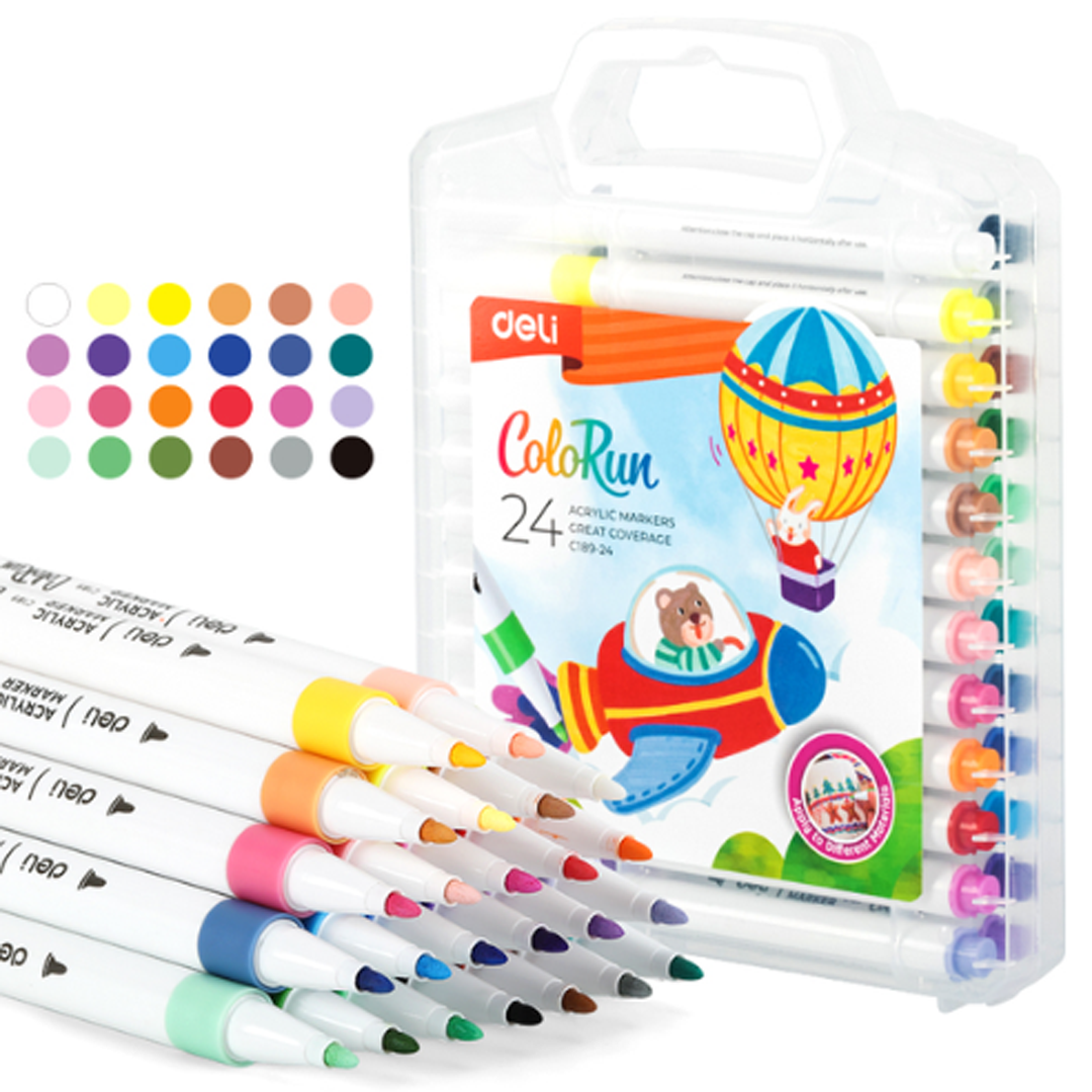 Bút Lông Màu Acrylic Markers 24 màu – Deli EC189