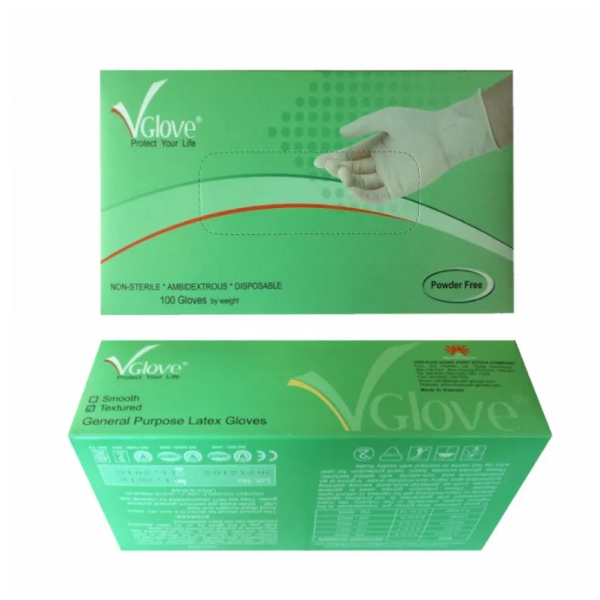 Găng tay y tế Latex không bột Vglove 5.8g (Hộp 50 đôi)