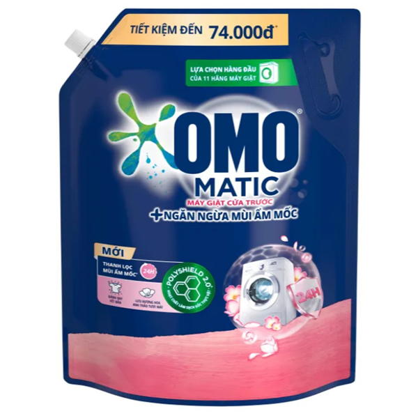 Nước giặt OMO Matic cửa trước ngăn mùi ẩm mốc túi 3.6kg