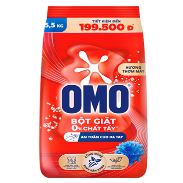 Omo bột giặt đỏ hương thơm mát 5.5kg
